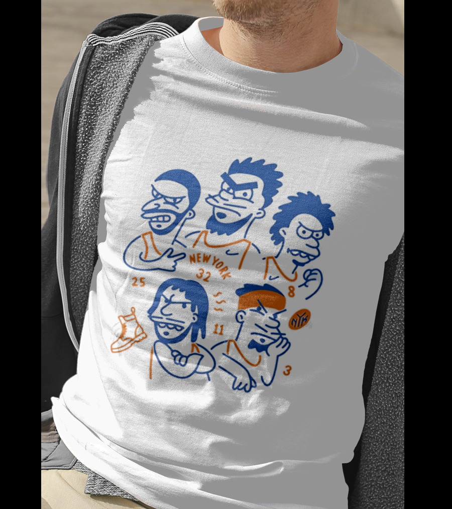 New York 32 Cartoon Characters Knicks 25 8 11 3 T-Shirt