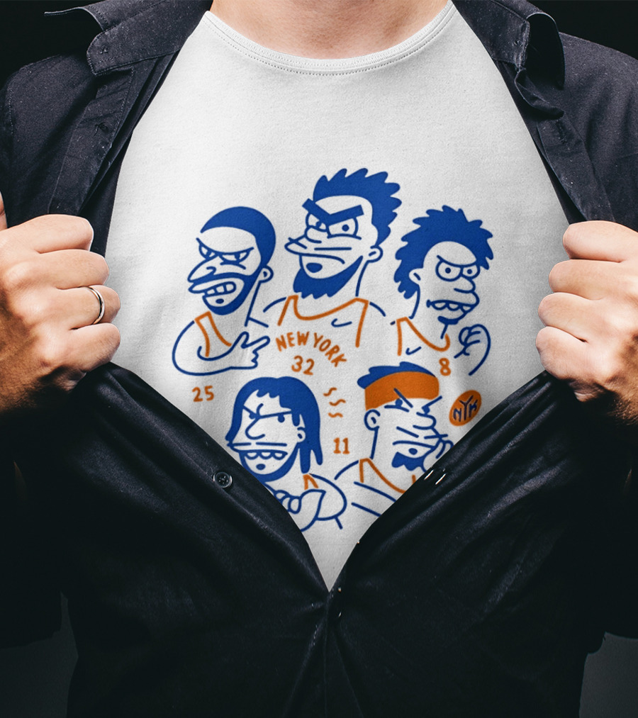 New York 32 Cartoon Characters Knicks 25 8 11 3 T-Shirt