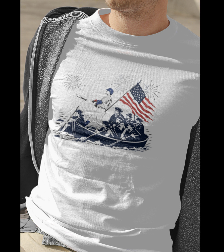 Chicago Cubs Patriotic Crossing The Delaware 4th Of July Meme T-Shirt