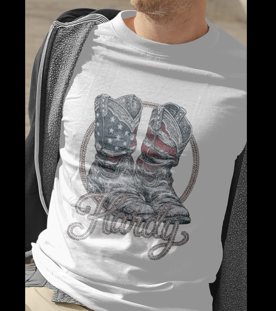 Hardy Boots Americana Patriotic Flag Cowboy T-Shirt