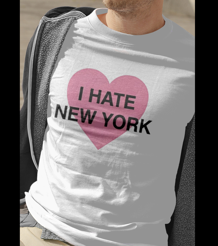 I Hate New York Pink Heart Sarcastic Humor T-Shirt