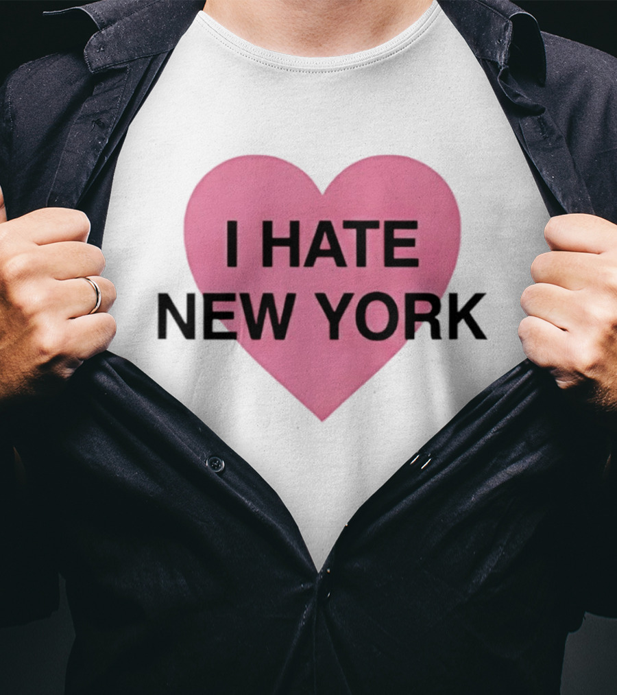 I Hate New York Pink Heart Sarcastic Humor T-Shirt