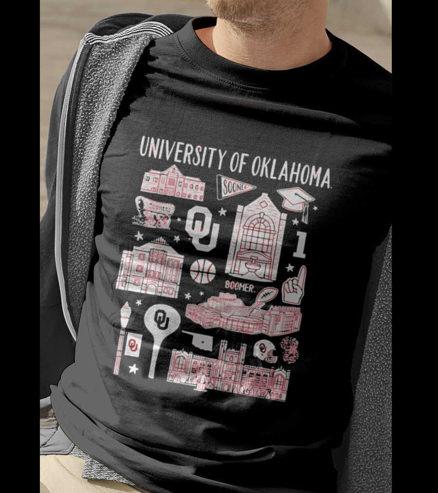 University Of Oklahoma Boomer Sooner Iconic Landmarks T-Shirt
