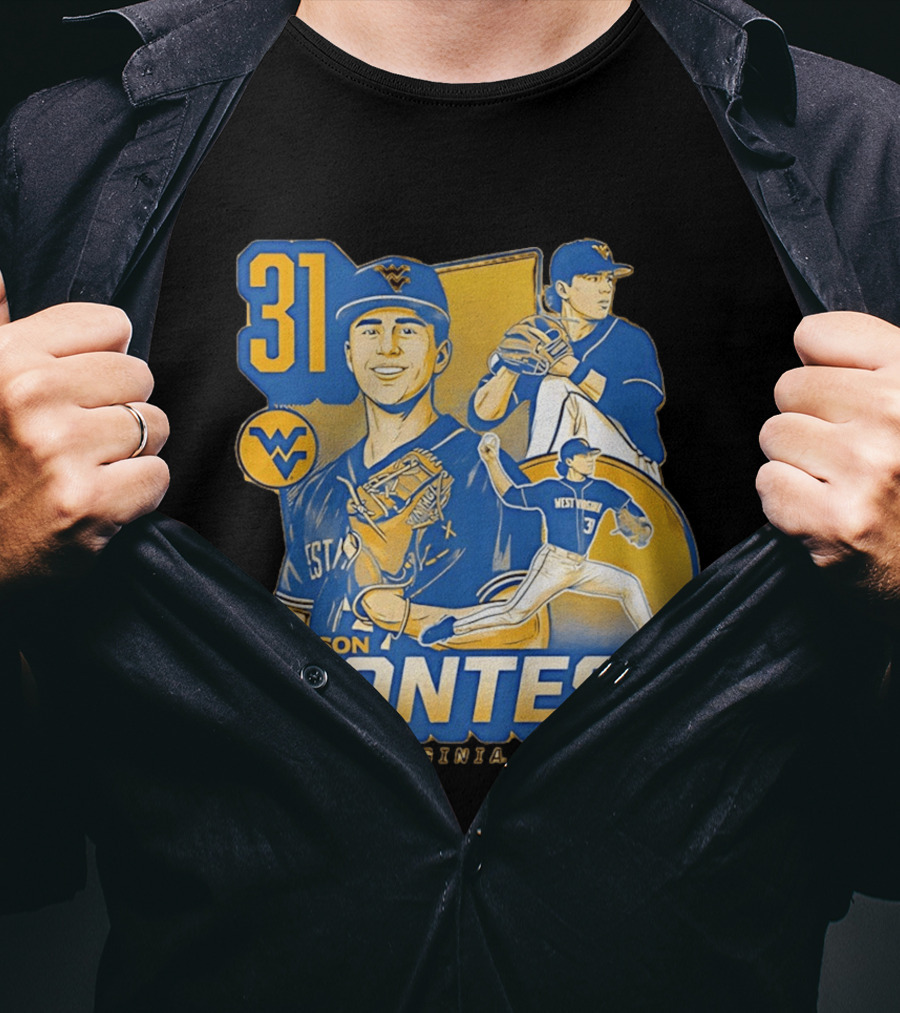 West Virginia Baseball Dawson Montesa 31 Mountaineers T-Shirt