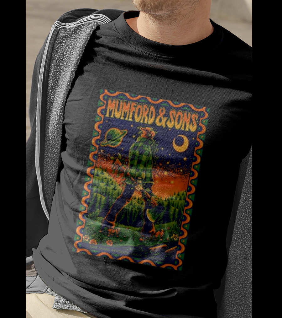 Mumford And Sons Maine Savings Amphitheater Bangor ME June 16 2026 Concert Planet And Moon Lumberjack T-Shirt