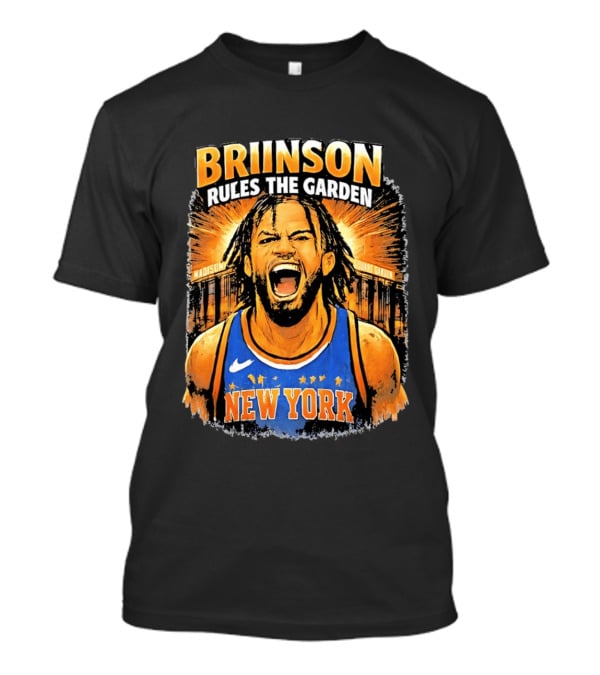 New York Knicks Brunson Rules The Garden Shouting Face Madison Square Garden T-Shirt