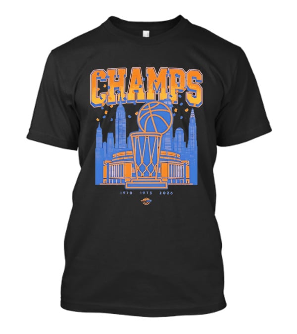 New York Knicks Champs 1970 1973 2026 Basketball Skyline Celebration T-Shirt
