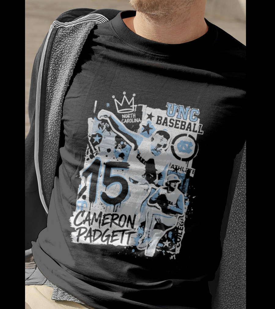 UNC Baseball Cameron Padgett 15 Tar Heels T-Shirt