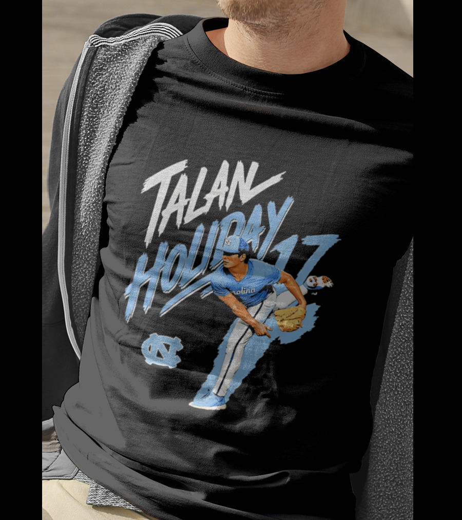 North Carolina Tar Heels Talan Holiday 17 Pitching Action T-Shirt