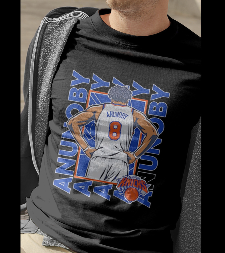 OG Anunoby Number 8 New York Knicks Basketball Icon Repeat T-Shirt
