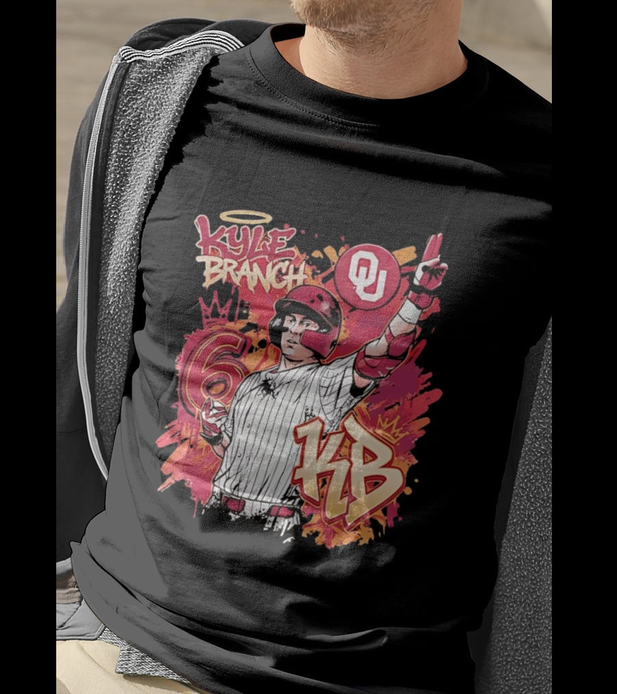 Oklahoma Sooners Kyle Branch 6 Graffiti KB T-Shirt