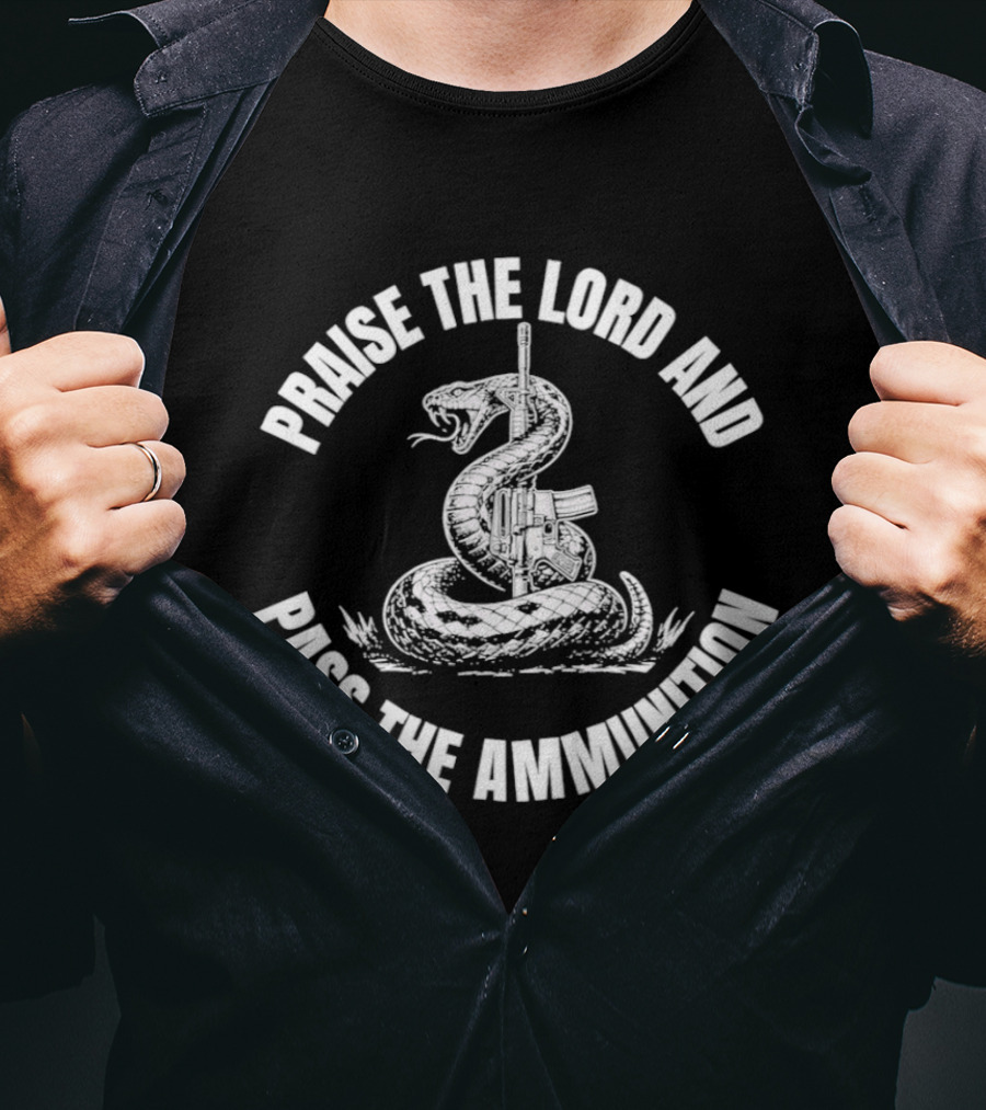 Praise The Lord And Pass The Ammunition Snake Coiled Around Sword T-Shirt