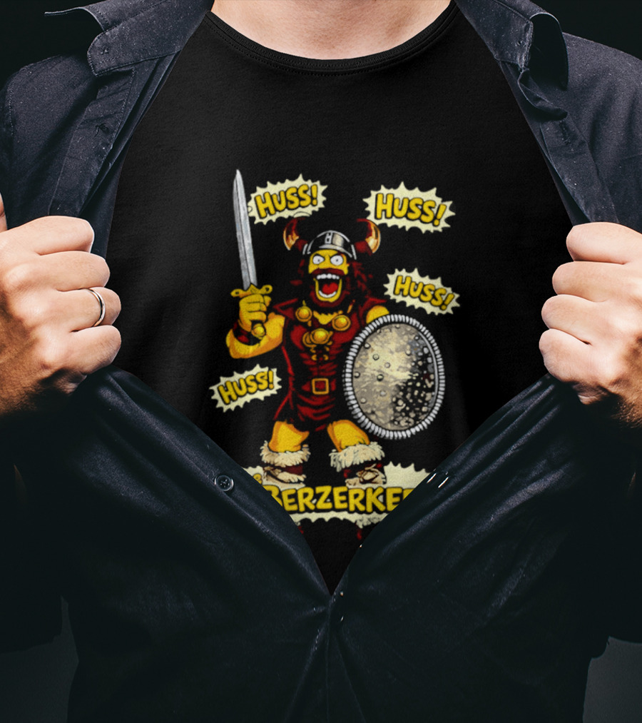 The Berzerker Huss Warrior Viking Berserker With Sword And Shield T-Shirt
