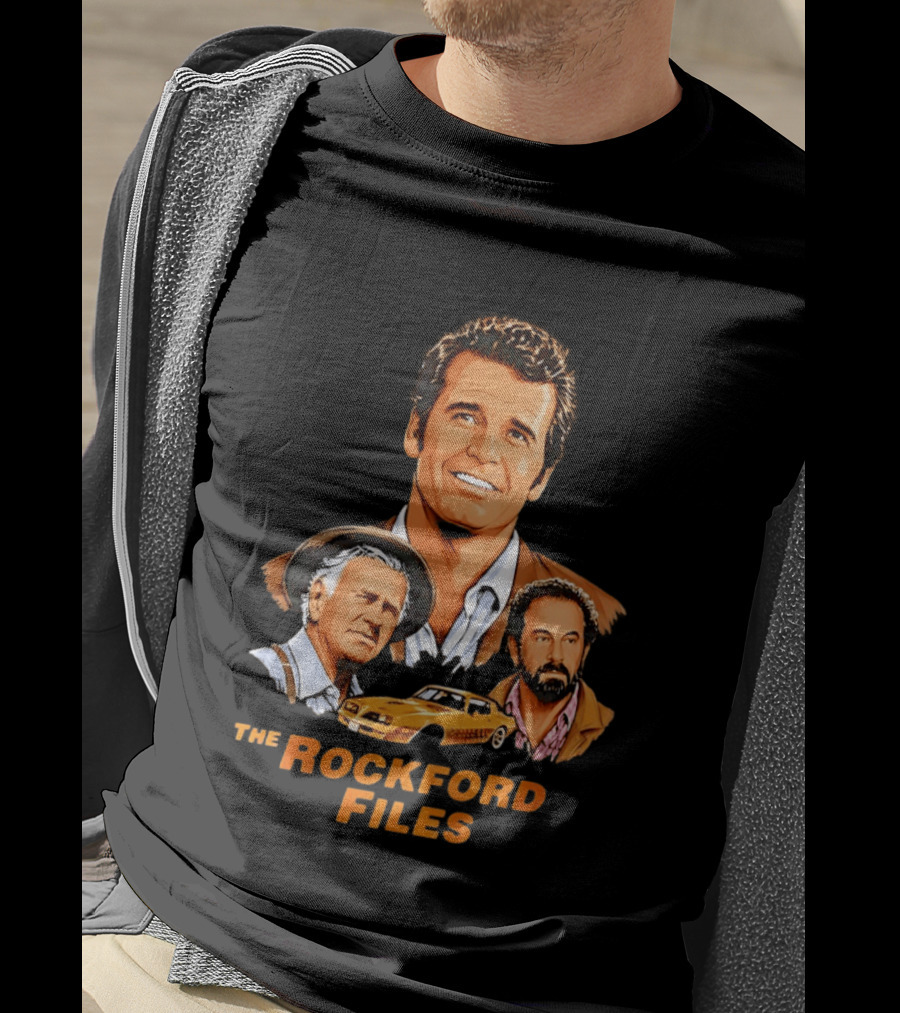 The Rockford Files 1970s James Garner Iconic Cast And Car T-Shirt