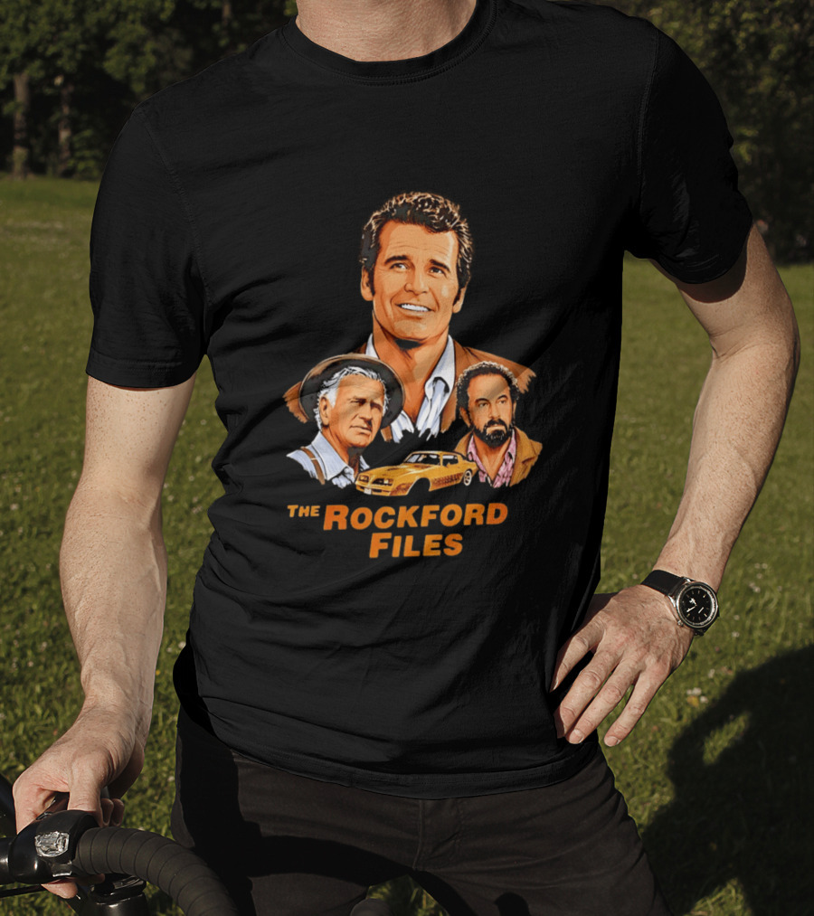 The Rockford Files 1970s James Garner Iconic Cast And Car T-Shirt