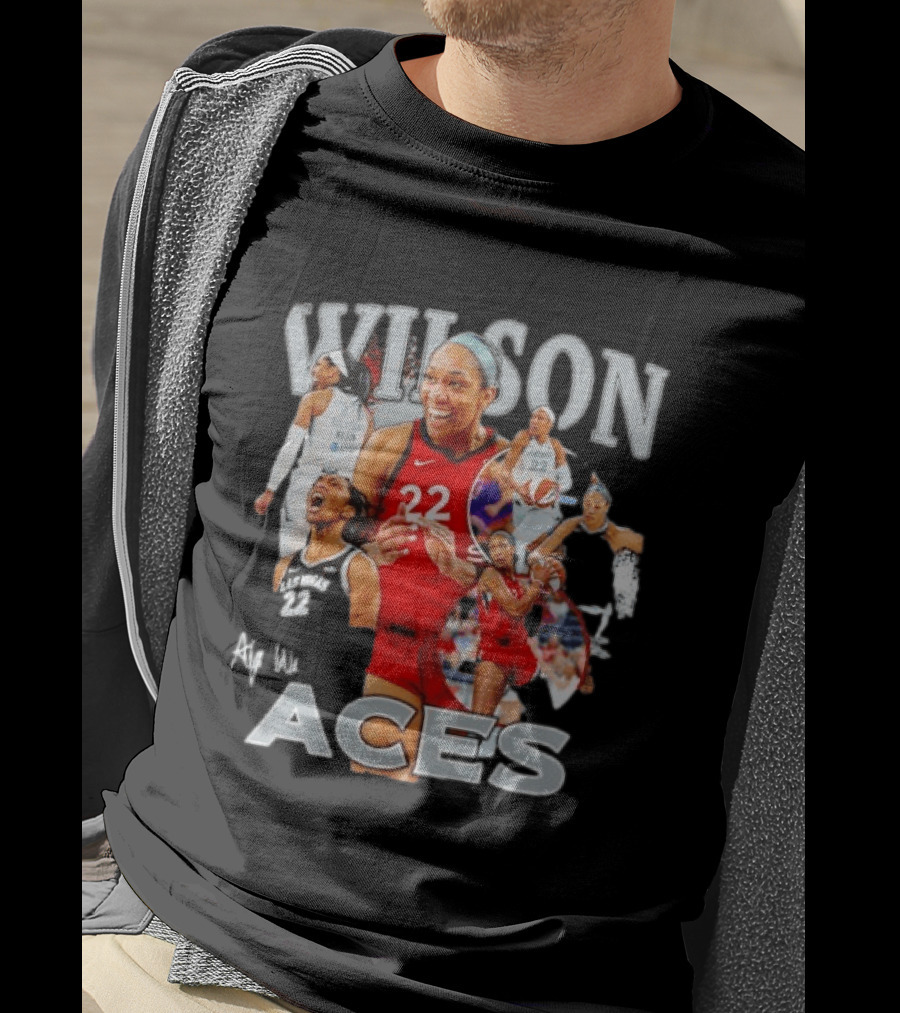 A'ja Wilson Las Vegas Aces Fly With Aces Collage T-Shirt