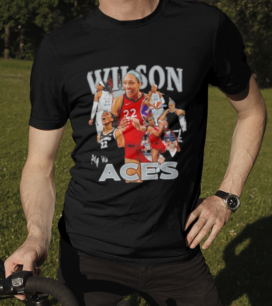 A'ja Wilson Las Vegas Aces Fly With Aces Collage T-Shirt