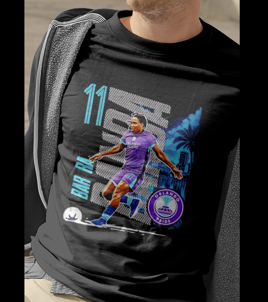 Barbra Banda Orlando Pride Skyline 11 Soccer Blue Palm Trees T-Shirt