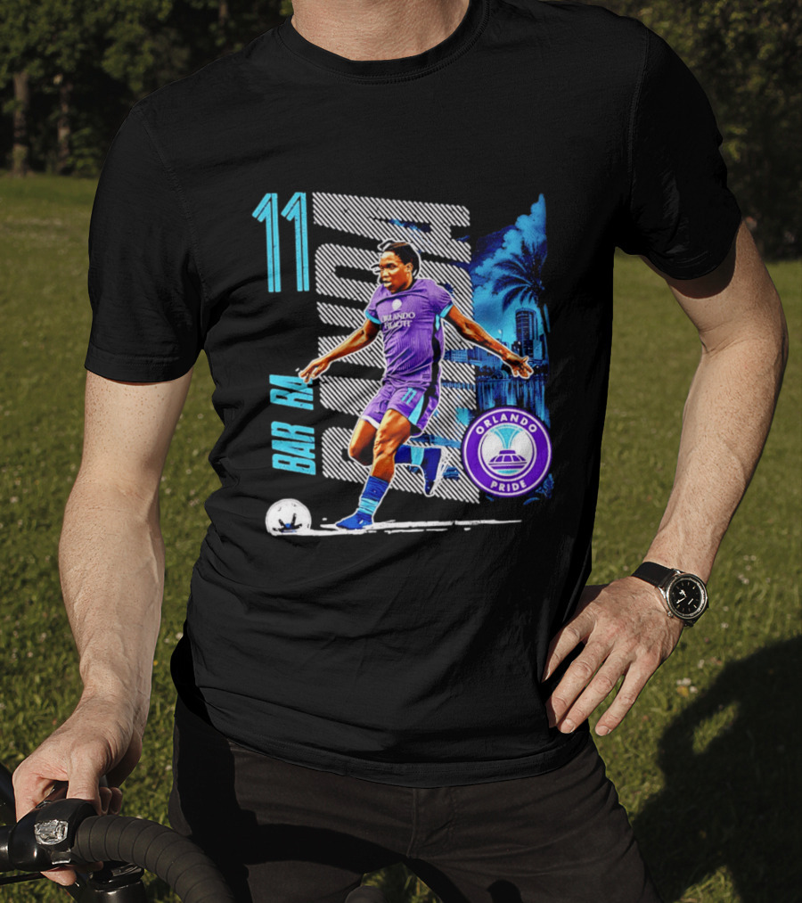 Barbra Banda Orlando Pride Skyline 11 Soccer Blue Palm Trees T-Shirt