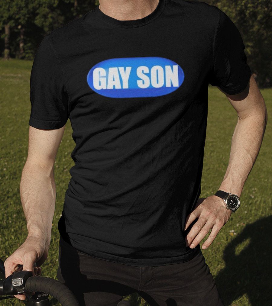 Gay Son Pill Blue Oval T-Shirt