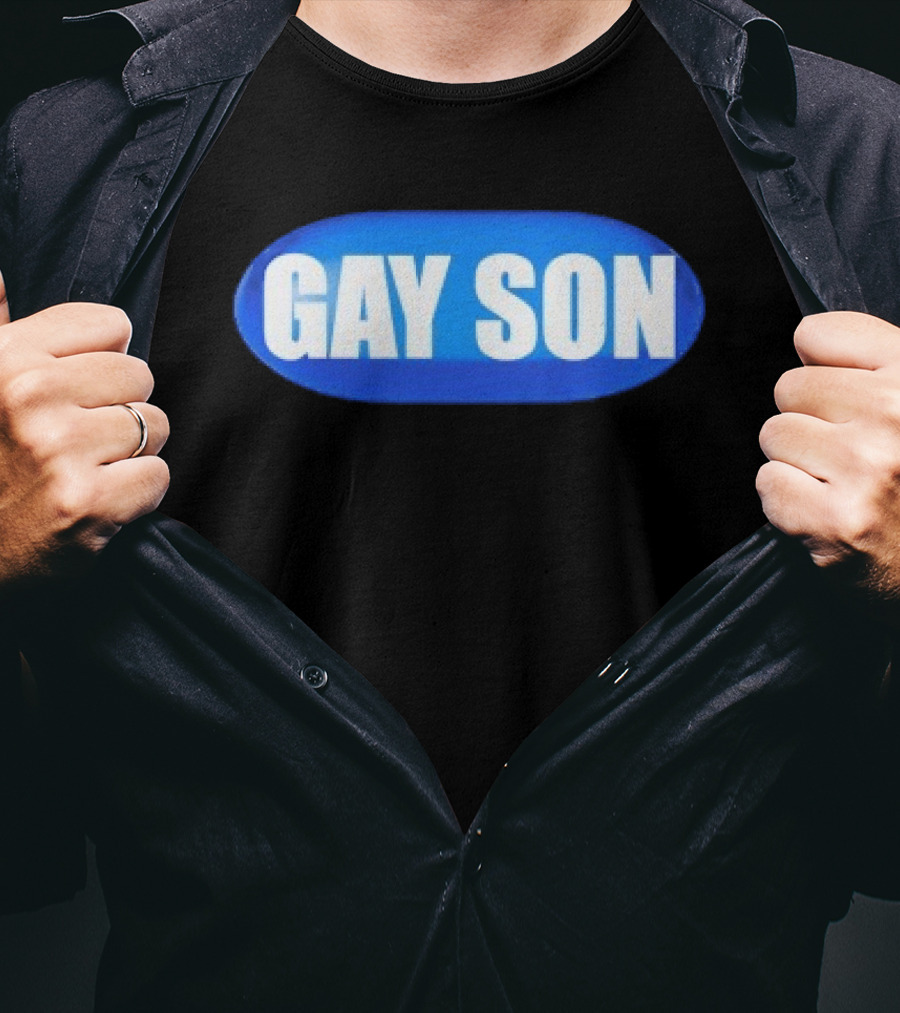 Gay Son Pill Blue Oval T-Shirt