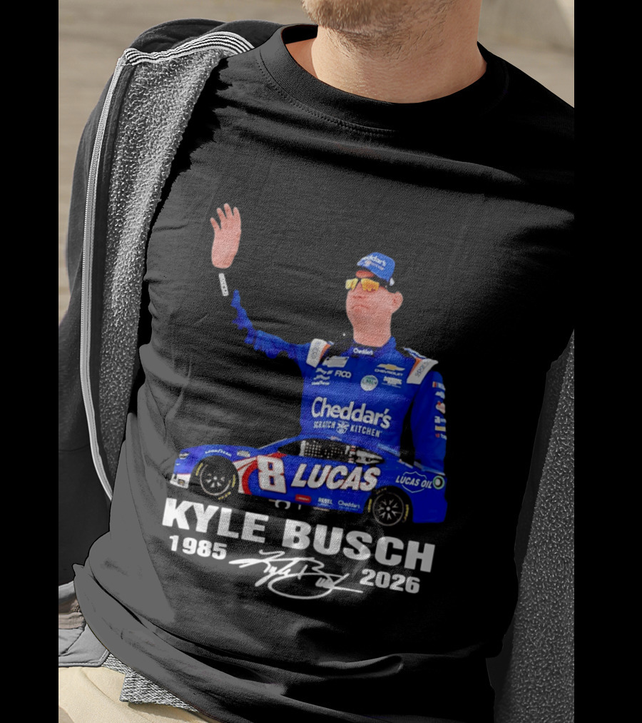 Kyle Busch 1985 2026 Lucas Oil Cheddar's Scratch Kitchen T-Shirt