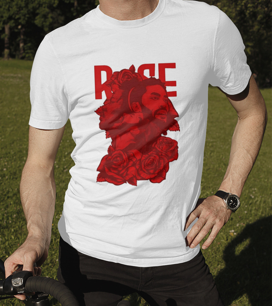 Derrick Rose Red Rose Portrait With Decorative Roses T-Shirt