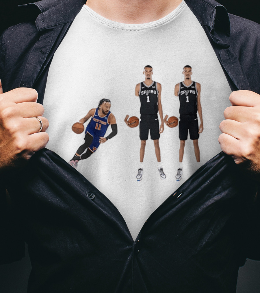 Jalen Brunson NY Knicks Vs Victor Wembanyama San Antonio Spurs Matchup NBA Basketball 9.11 T-Shirt