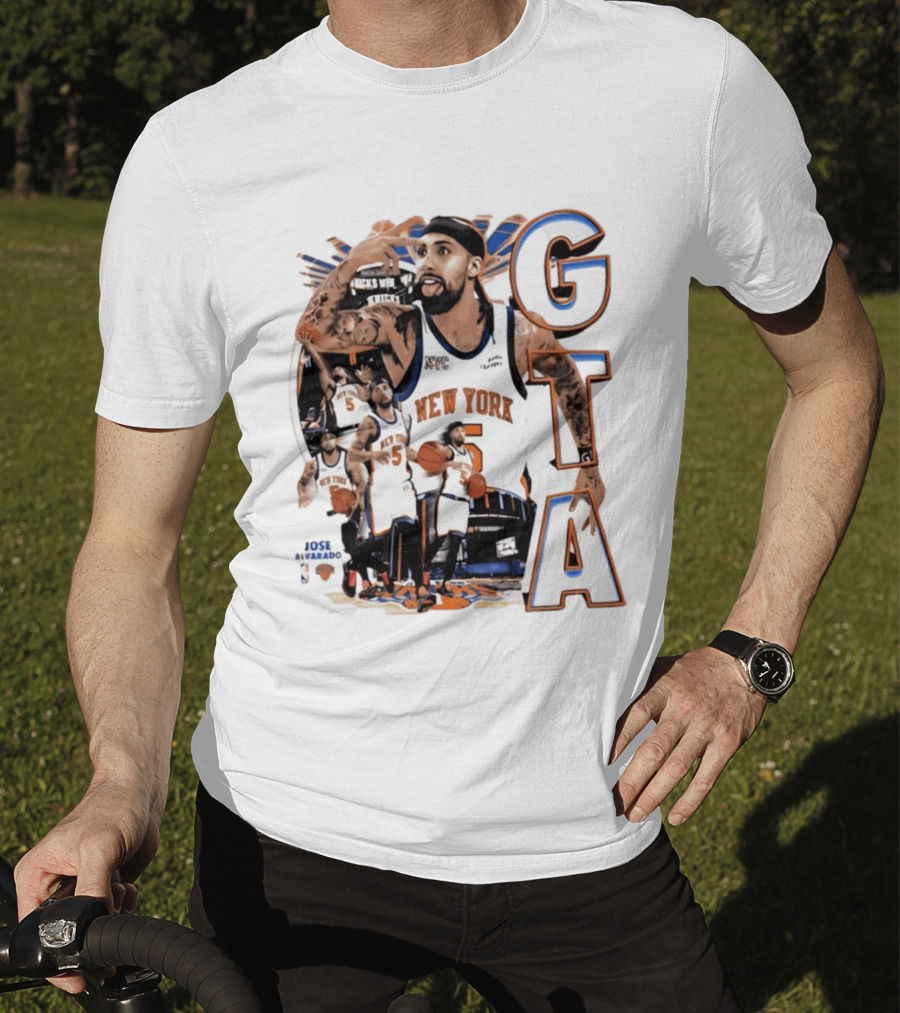New York Knicks Jose Alvarado GTA Basketball 5 NYC T-Shirt