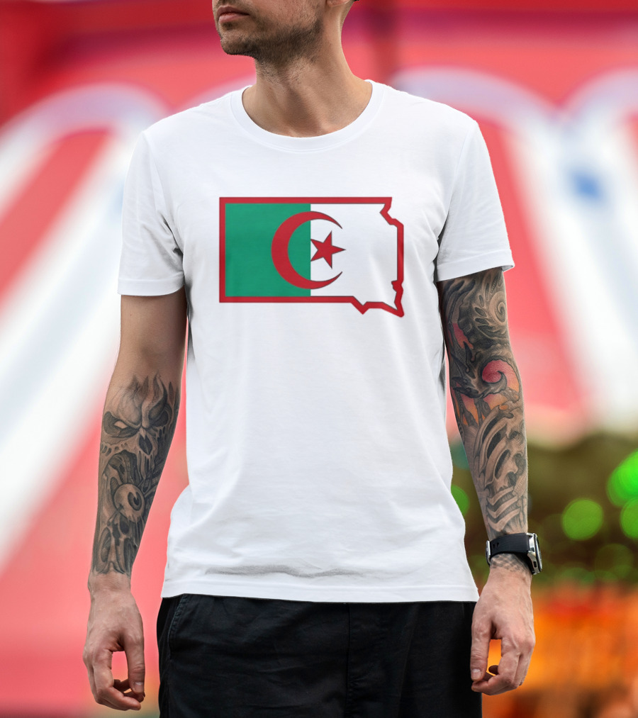 Lawrence Of Algeria Flag State Outline With Crescent And Star T-Shirt