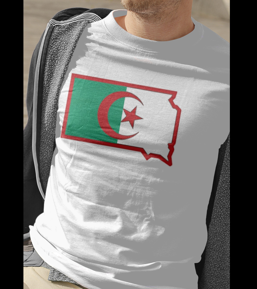 Lawrence Of Algeria Flag State Outline With Crescent And Star T-Shirt