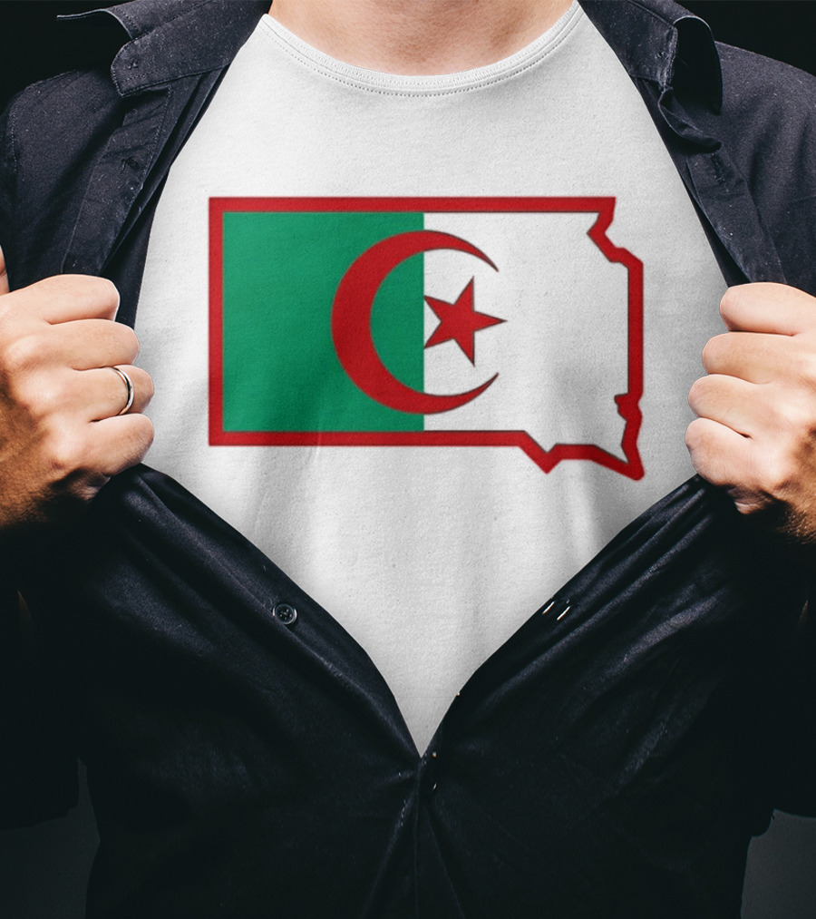 Lawrence Of Algeria Flag State Outline With Crescent And Star T-Shirt