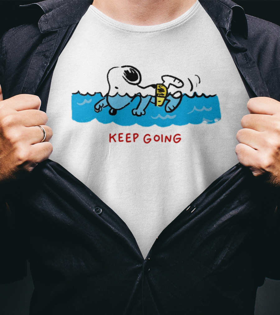 Peanuts Snoopy Swimming Keep Going Inspirational Motivation T-Shirt