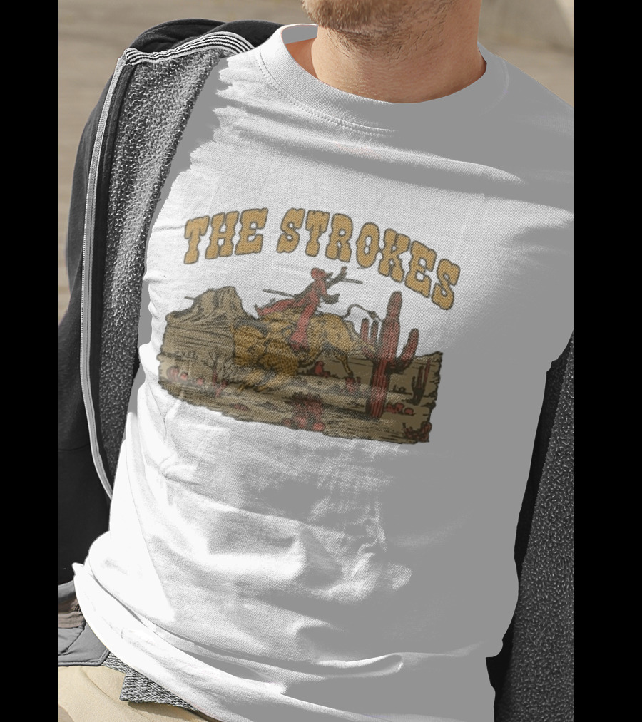 The Strokes Western Bull Rider Desert Scene T-Shirt