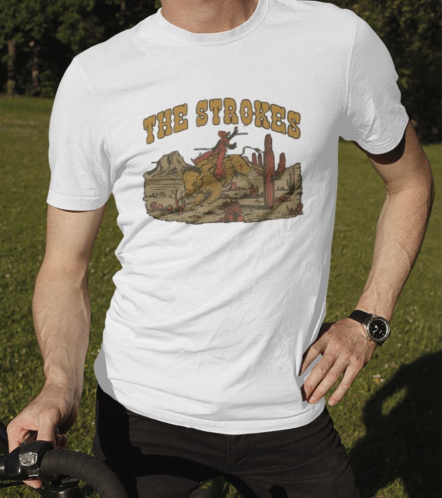 The Strokes Western Bull Rider Desert Scene T-Shirt