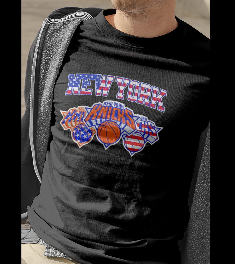 New York Knicks 4th Of July American Flag Basketball Stars And Stripes T-Shirt