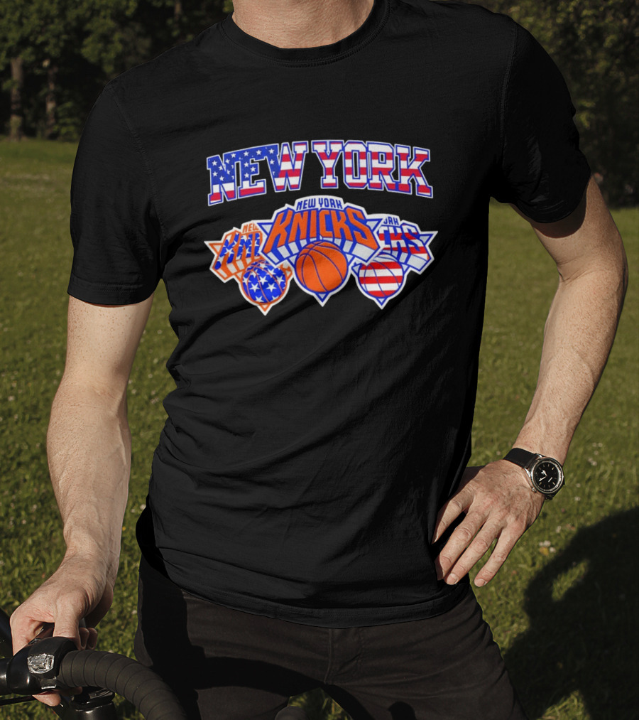 New York Knicks 4th Of July American Flag Basketball Stars And Stripes T-Shirt