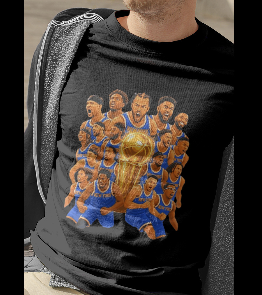 New York Knicks NBA Champions 2026 Players And Trophy Celebration T-Shirt