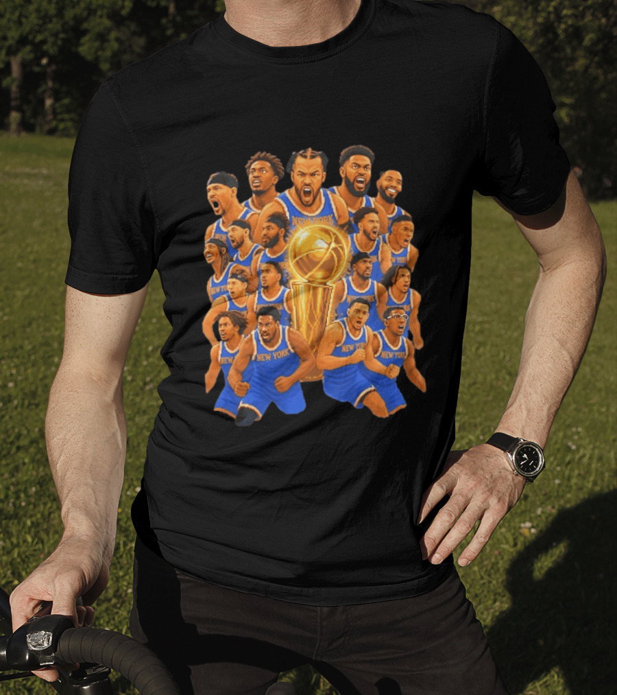 New York Knicks NBA Champions 2026 Players And Trophy Celebration T-Shirt