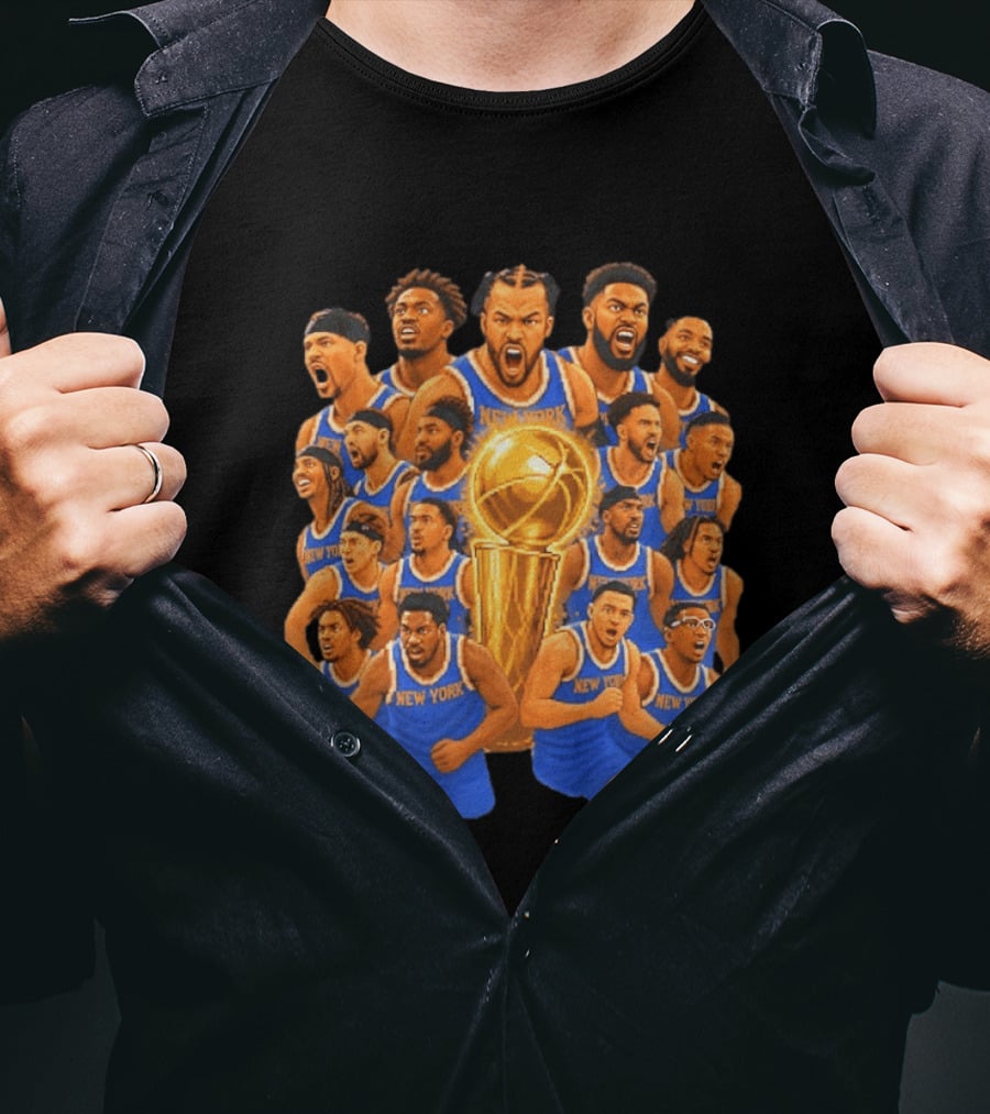 New York Knicks NBA Champions 2026 Players And Trophy Celebration T-Shirt