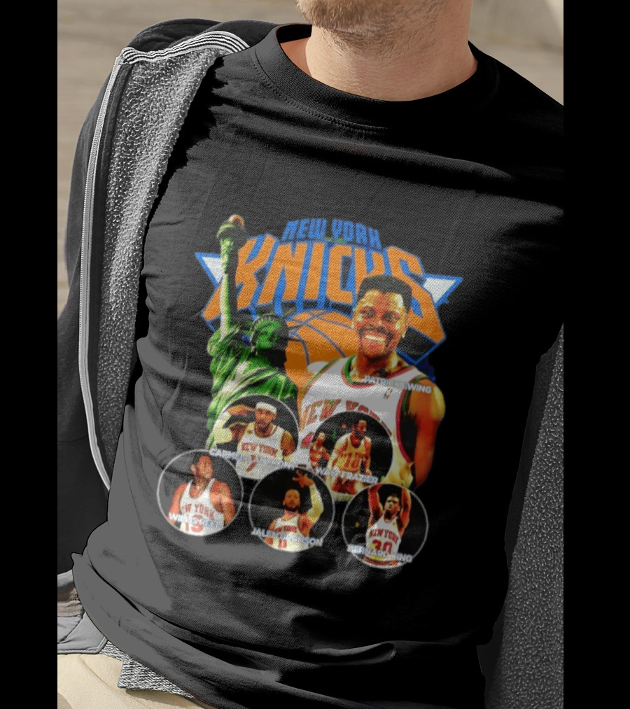 New York Knicks Patrick Ewing Carmelo Anthony Walt Frazier Statue Of Liberty T-Shirt