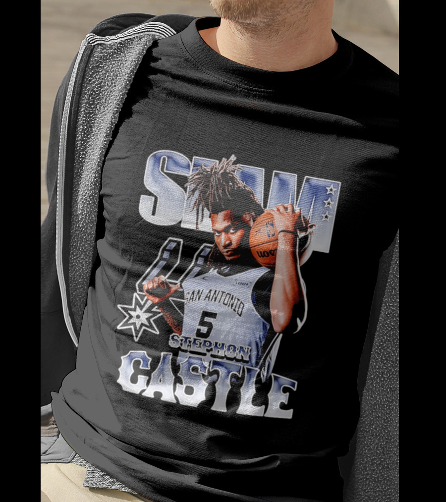 San Antonio Spurs Stephon Castle SLAM Basketball Star T-Shirt
