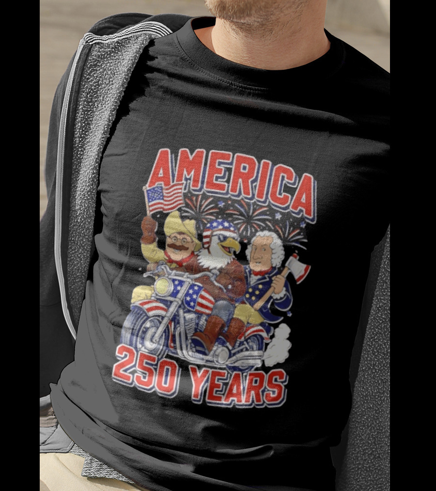 America 250 Years Patriotic Motorcycle Ride With Eagle T-Shirt