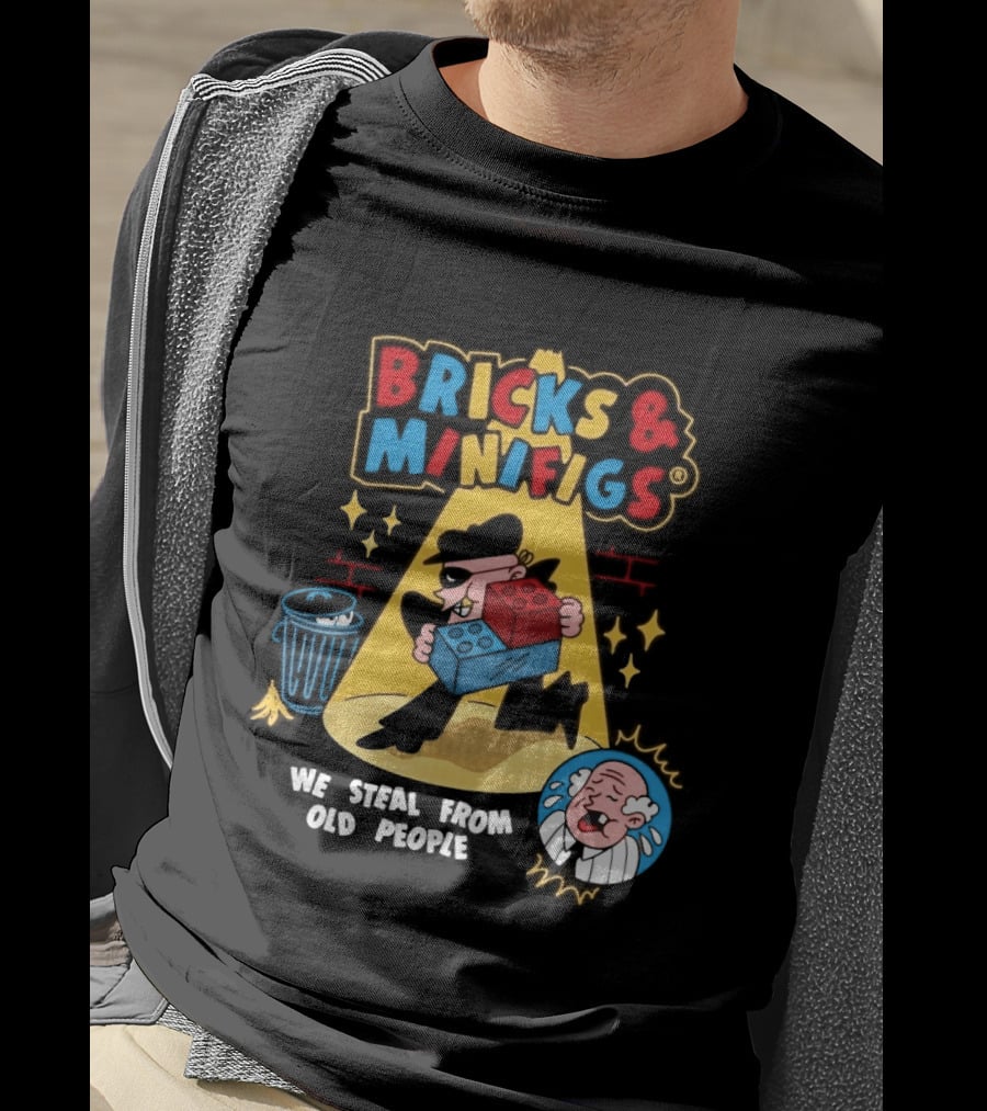 Bricks And Minifigs Spotlight Scene Robber We Steal From Old People T-Shirt