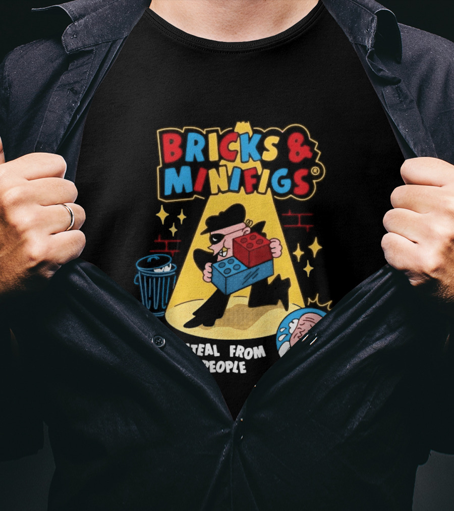 Bricks And Minifigs Spotlight Scene Robber We Steal From Old People T-Shirt