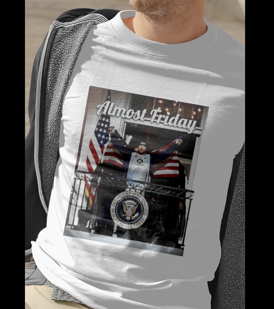 Almost Friday Justin Gaethje US Flag Blue Room Balcony White House UFC Freedom 250 T-Shirt