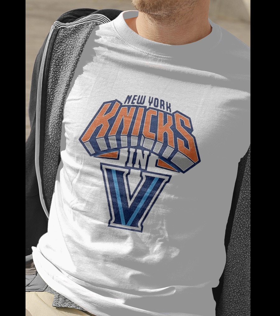 New York Knicks In V Villanova Wildcats Basketball Collaboration NBA 2026 T-Shirt