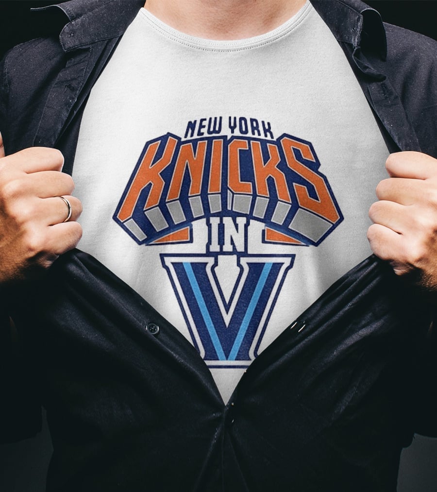 New York Knicks In V Villanova Wildcats Basketball Collaboration NBA 2026 T-Shirt