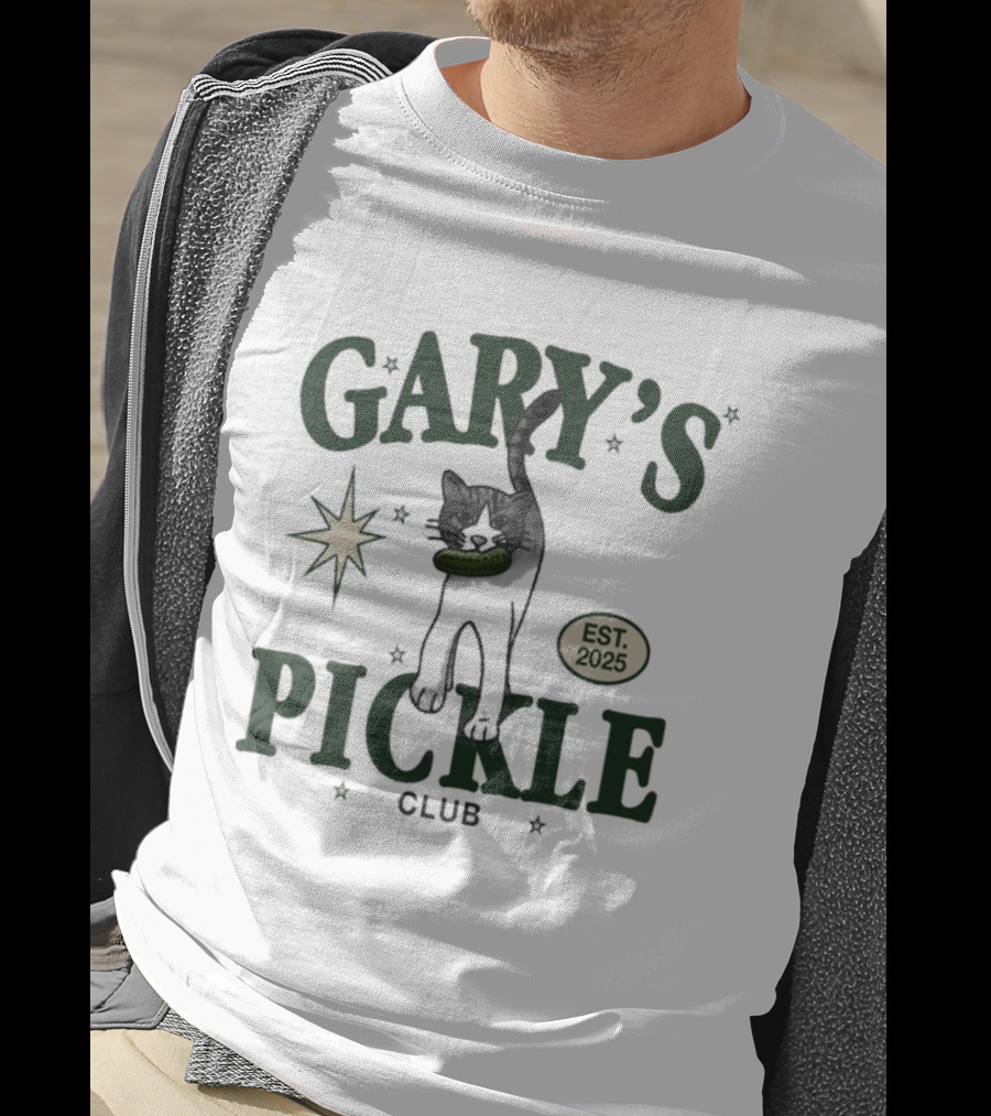 Gary's Pickle Club Cat Est 2025 Fun T-Shirt