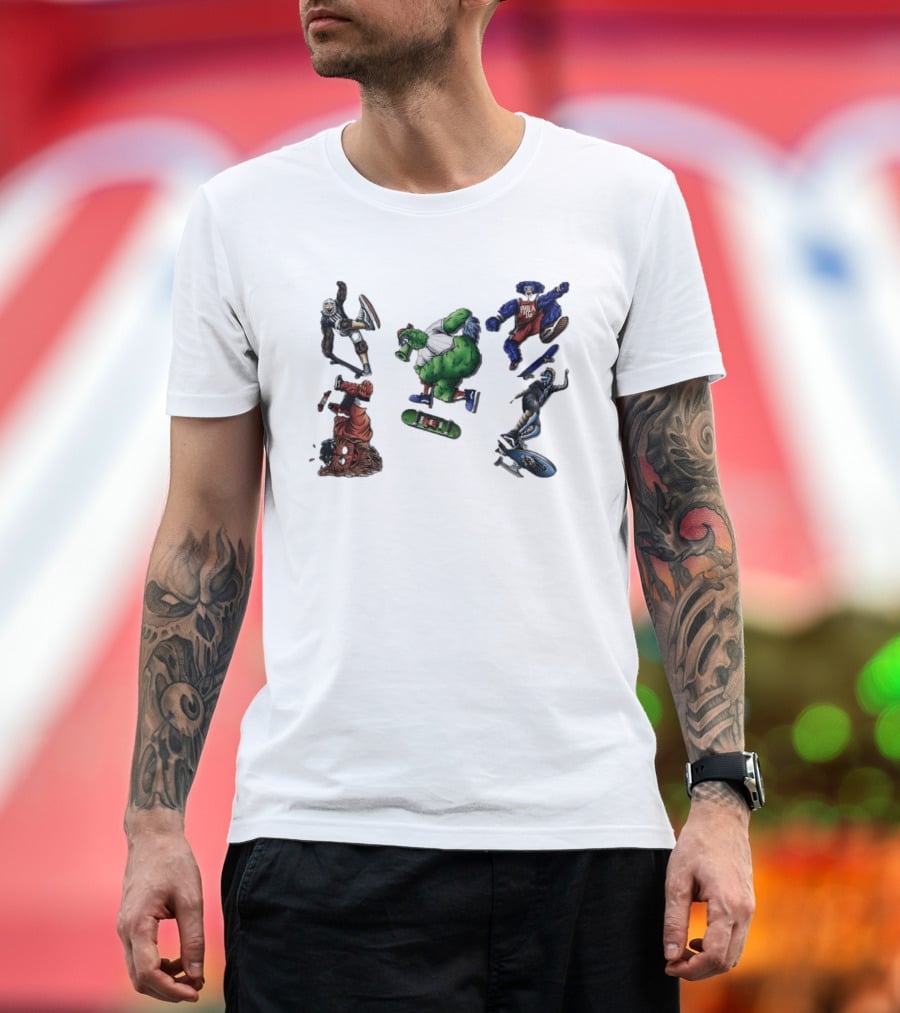 Philadelphia Sports Mascots Skateboarding Extravaganza Happy National Day T-Shirt